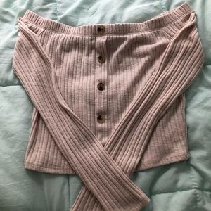 Long Sleeve Cold Shoulder Crop Top